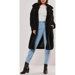 Women's American Eagle Black Teddy Bear Fleece Coat Size Large